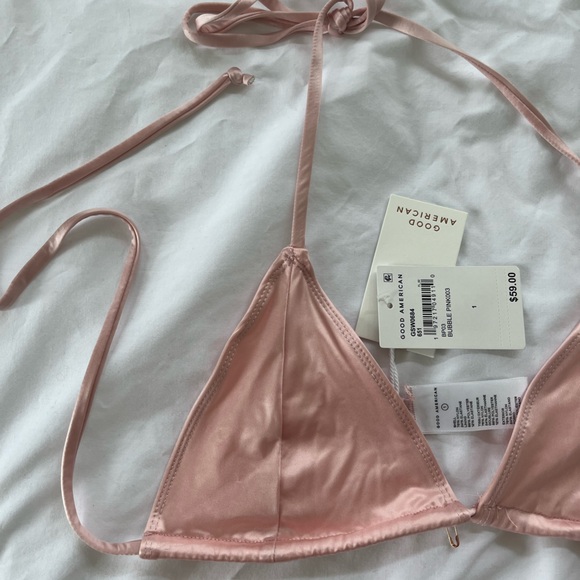 NWT Good American satin bubble gum pink bikini top and bottom set - Picture 5 of 12